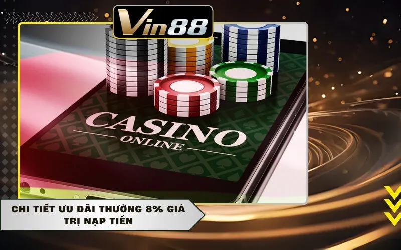 Chi tiết ưu đãi thưởng 8% giá trị nạp tiền
